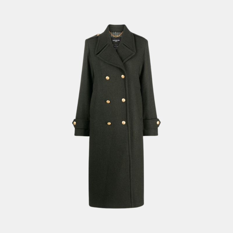 Wallis khaki 2025 long military coat