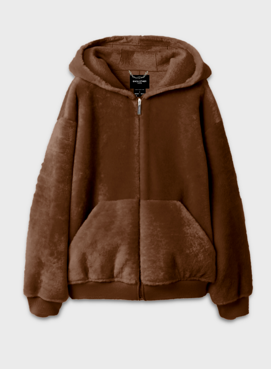 Faux Fur Hoodie Bomber Jacket