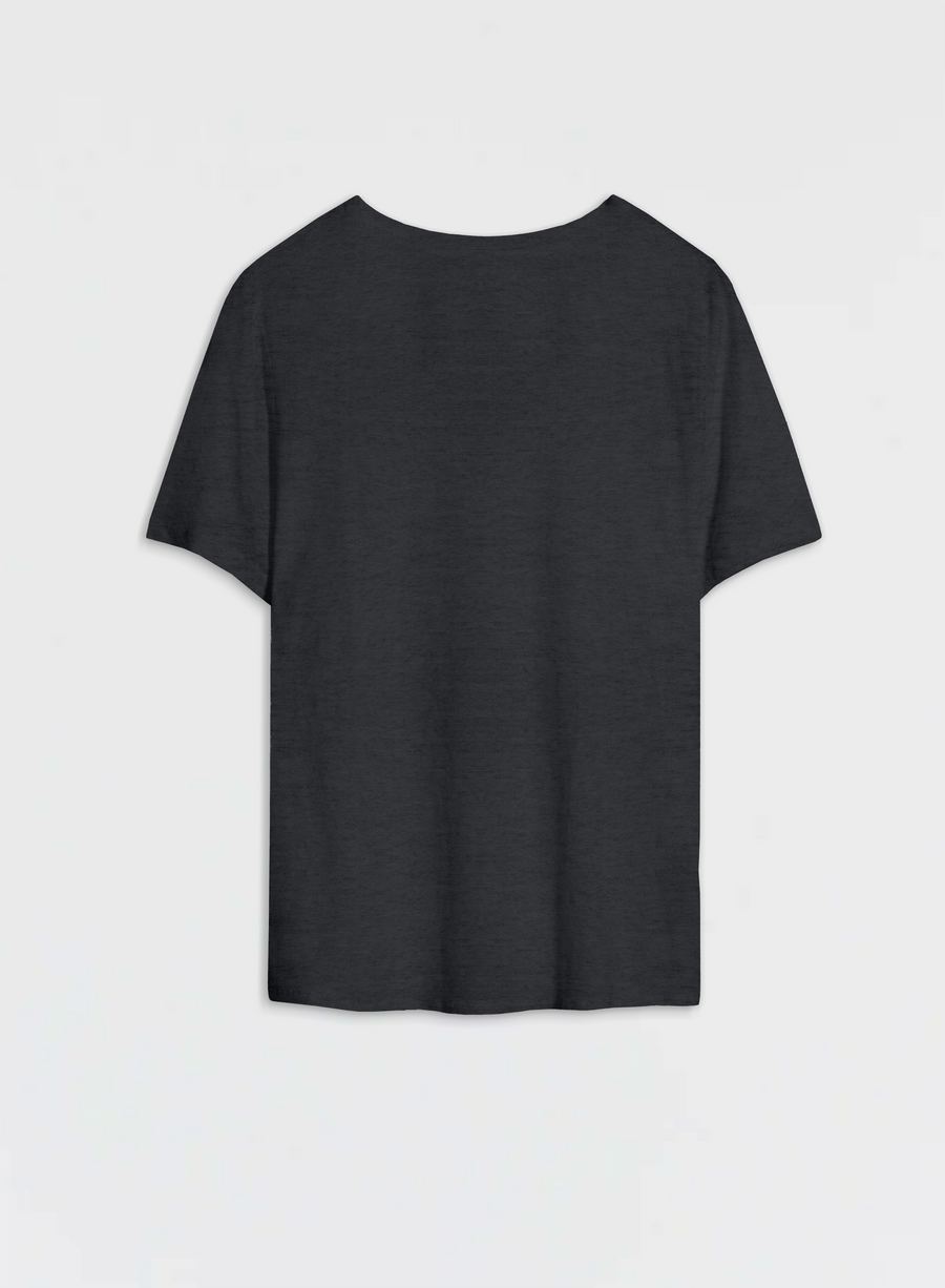 Linen Deep Rounded Collar T-Shirt