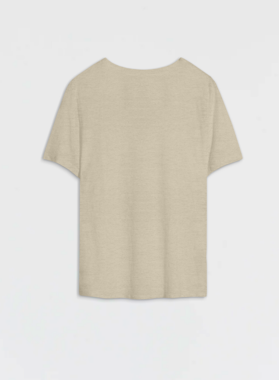 Linen Deep Rounded Collar T-Shirt