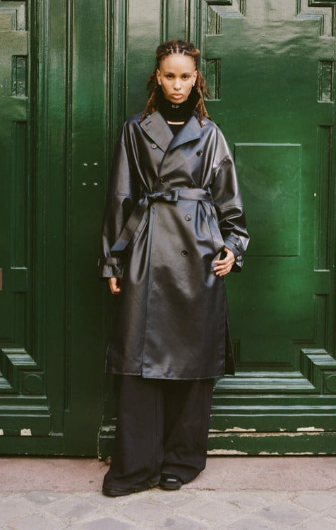 Vegan leather trench discount