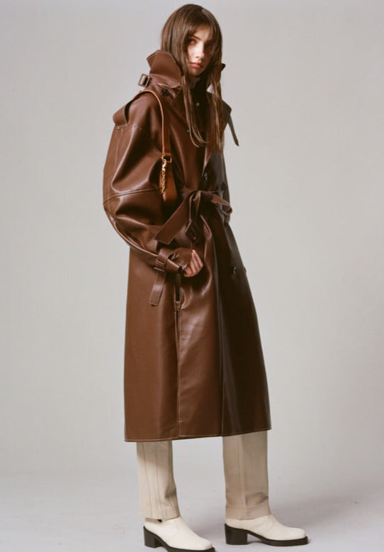 Oversized Vegan Leather Trench