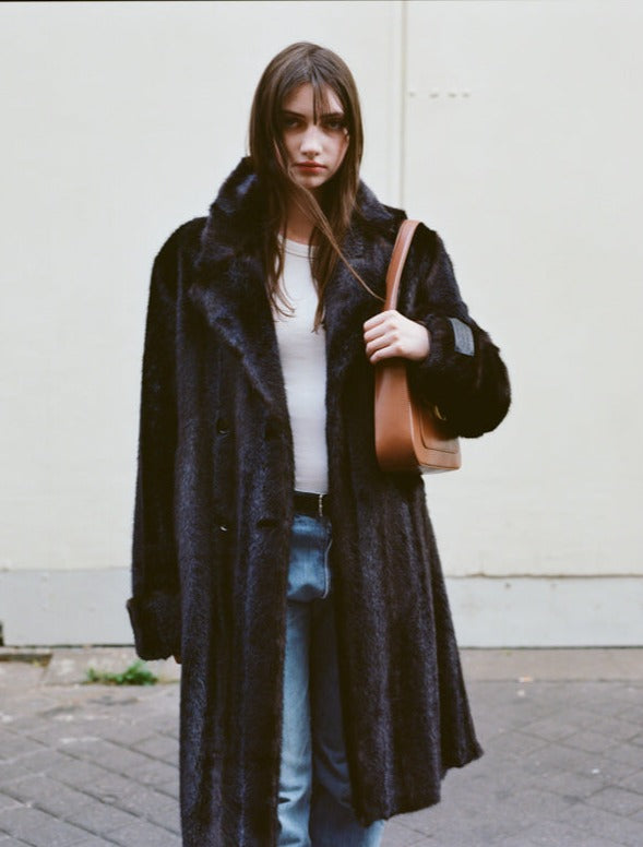 Long Faux Fur Mink Coat