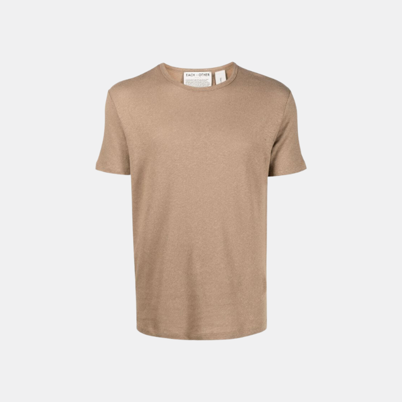 Crewneck Linen Fitted T-Shirt