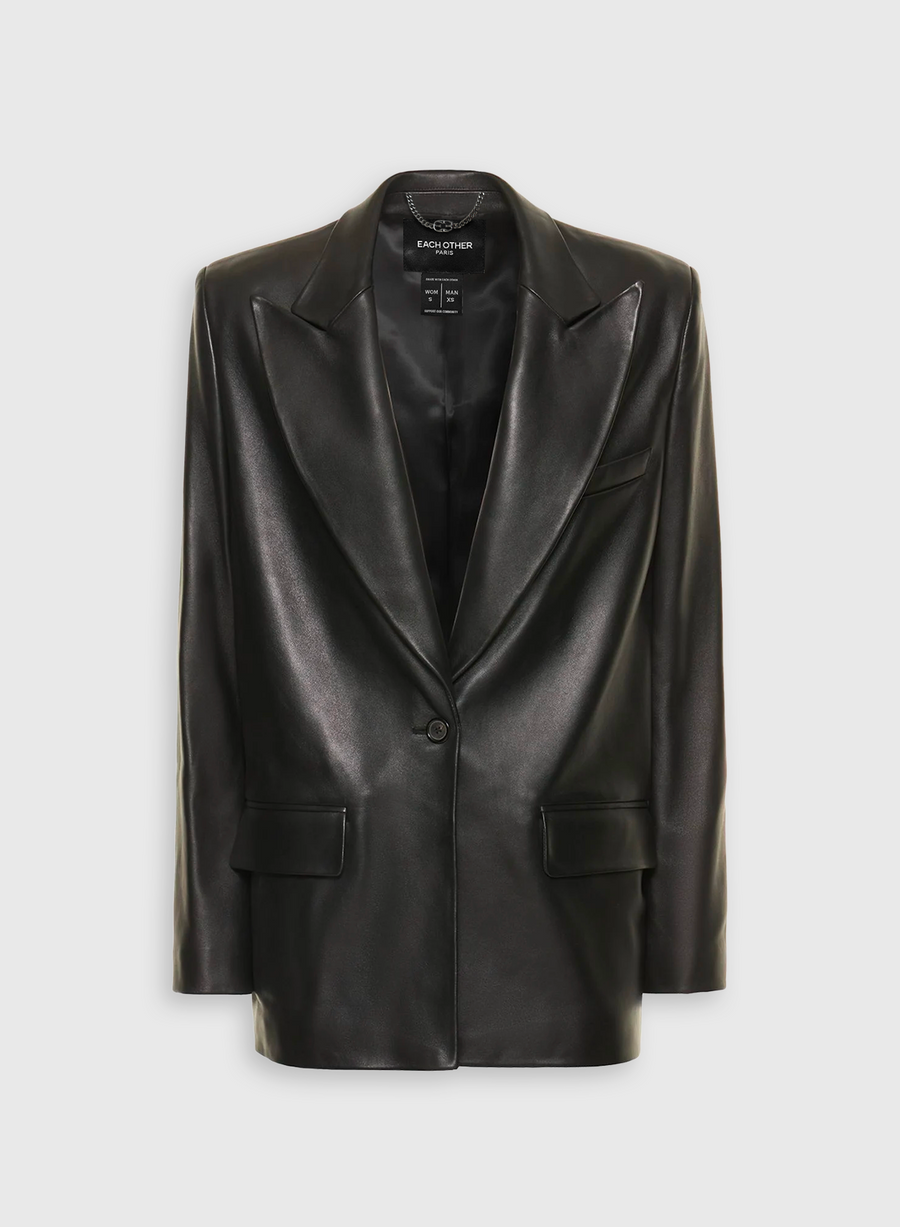 Tailored leather blazer sale