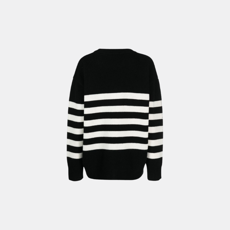 Contrast-stitched Crew Neck Knit Sweater