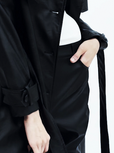 Vegan Leather Double Breasted Trench Coat with Belt