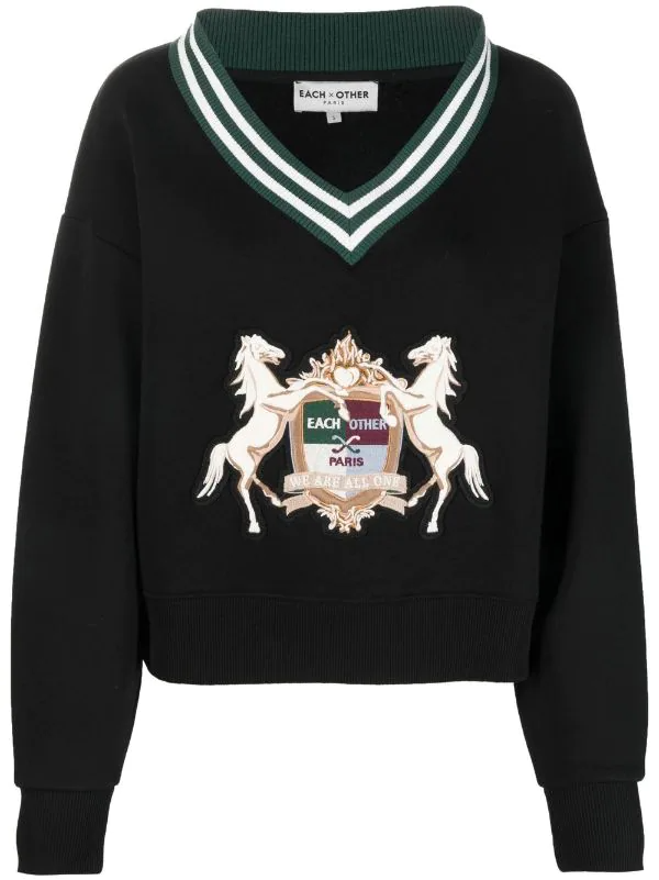 V-Neck Sweatshirt with Preppy Each x Other Embroidery