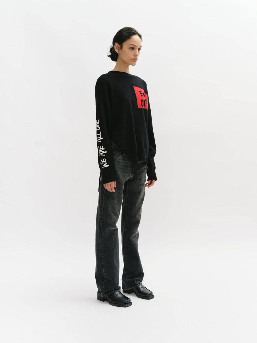 Round Neck Sweater with Slogan