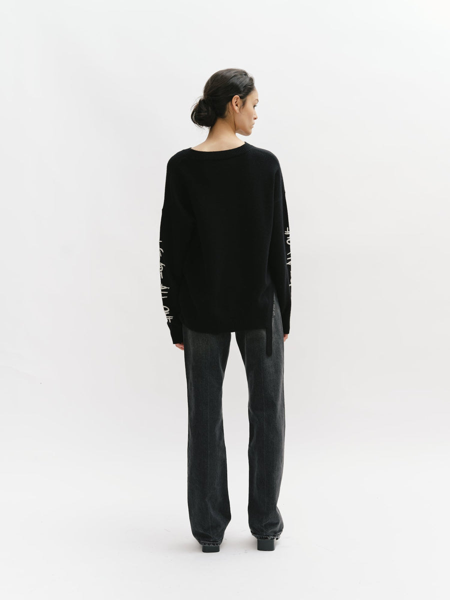 Round Neck Sweater with Slogan