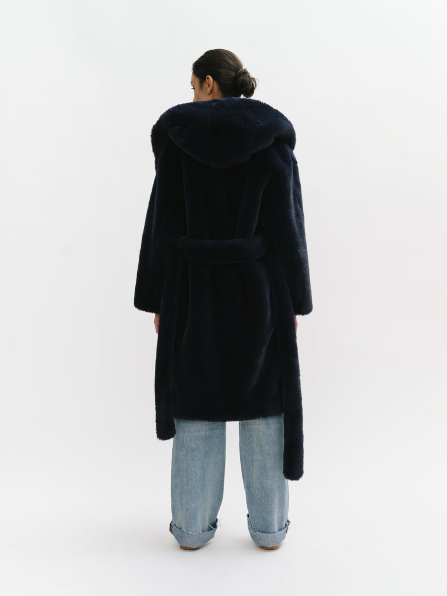 Hooded Long Faux Fur Coat
