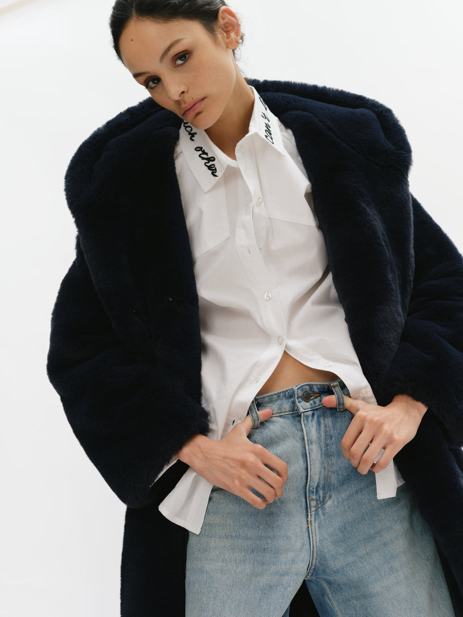 Hooded Long Faux Fur Coat