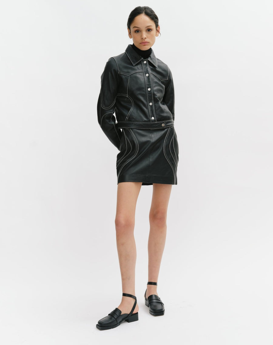 leather mini skirt