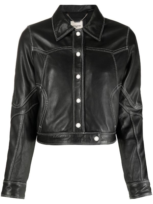 Leather Jacket with Contrasted Stitching Detail Each x Other
