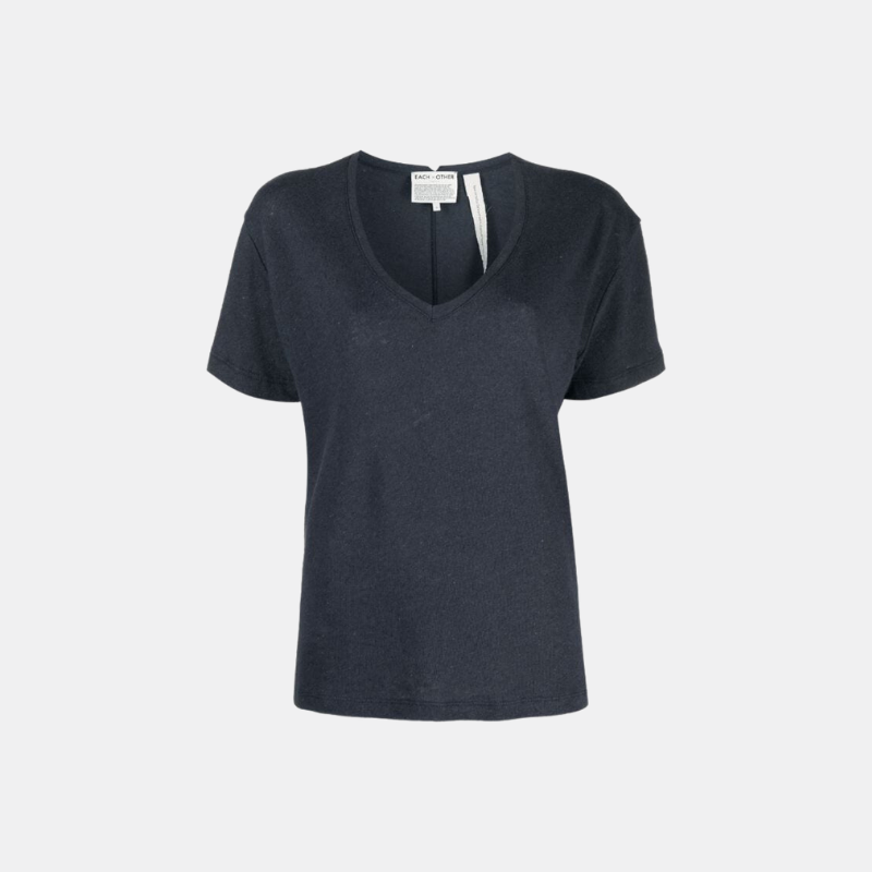 V-Neck Linen Fitted T-Shirt
