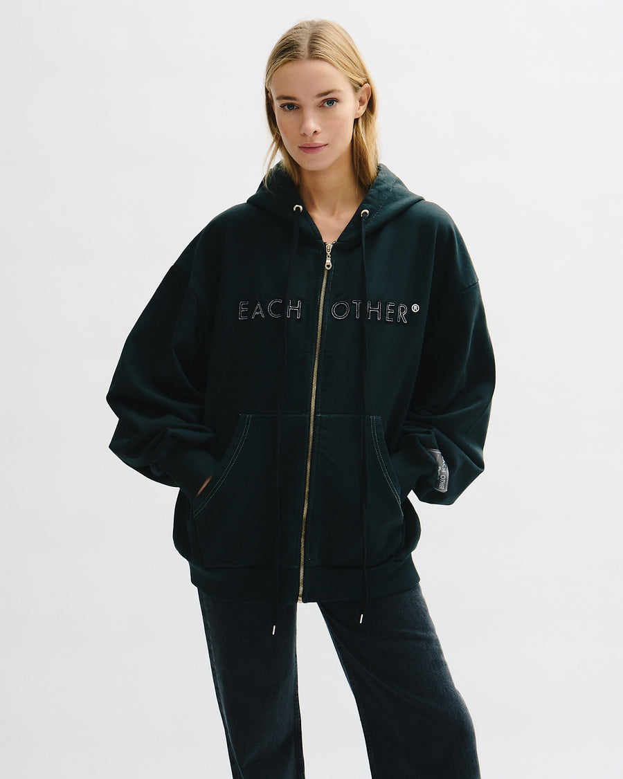 Heart logo Zipper oversize hoodie