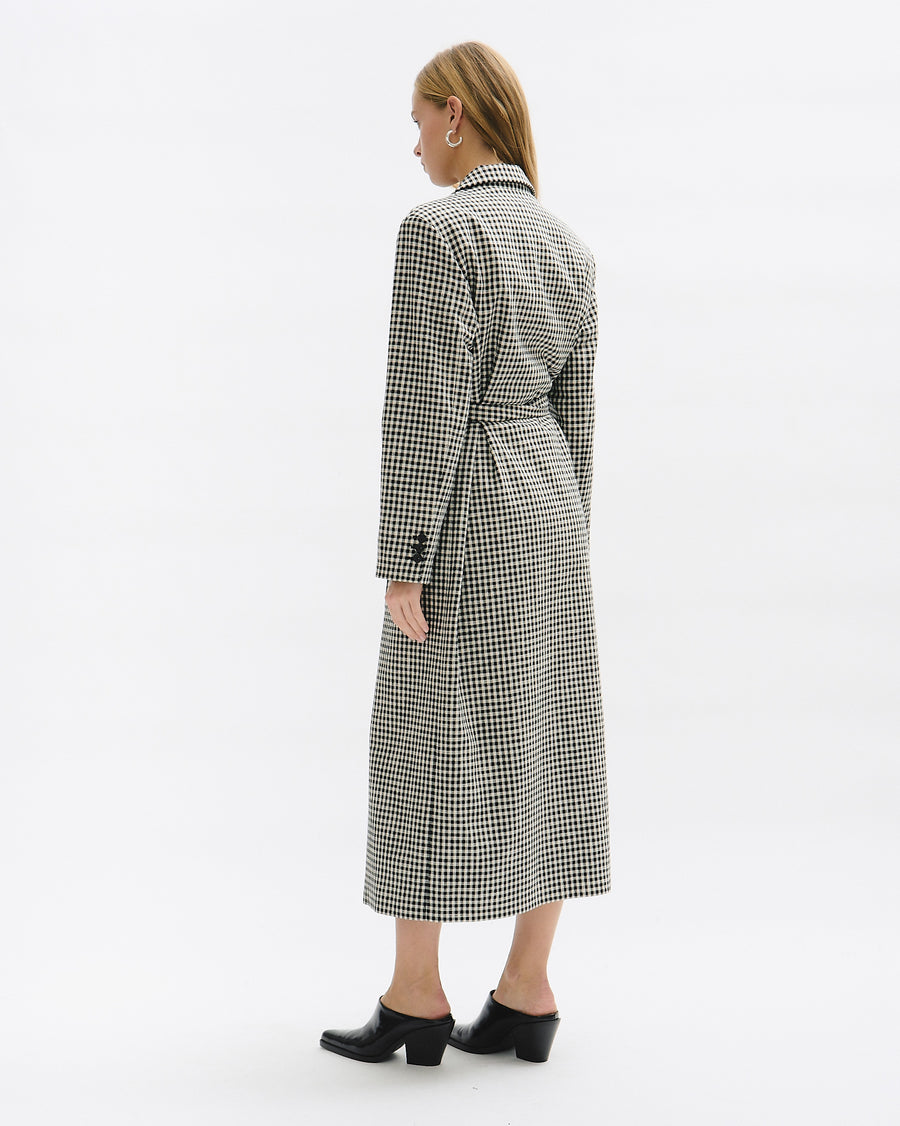 Gingham pattern Bathrobe Coat